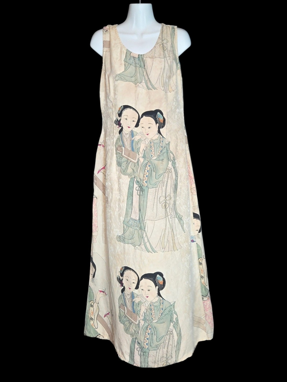 Citron Santa Monica Cream Dress with Soft Green Vintage Illustration